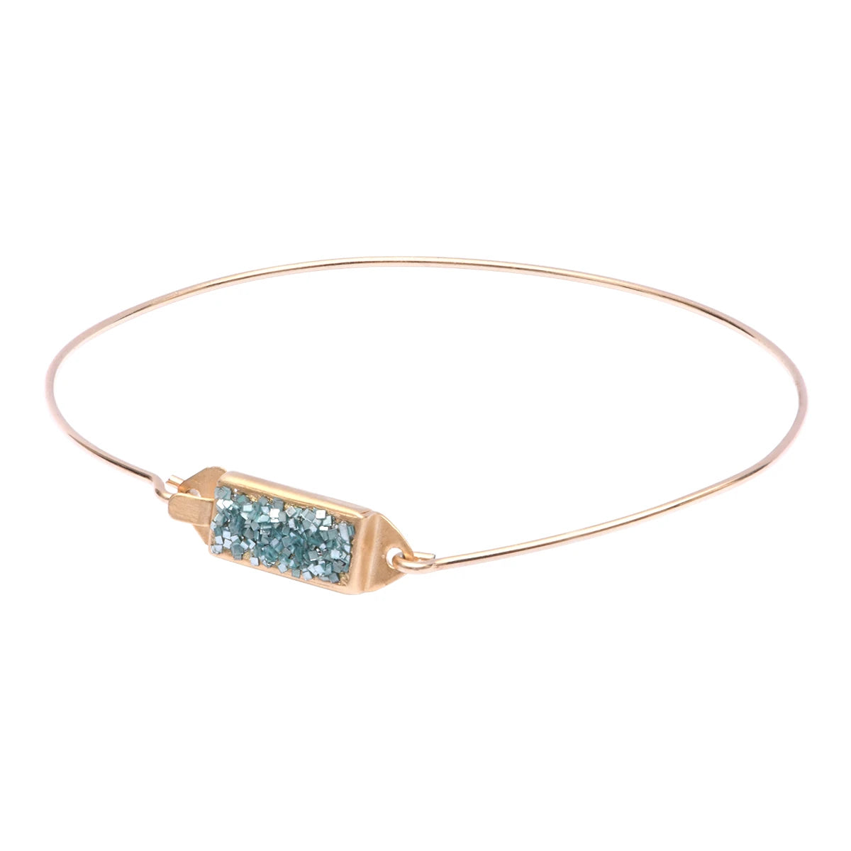 Bracelet jonc Callisté plaqué or 18 carats émail lagon