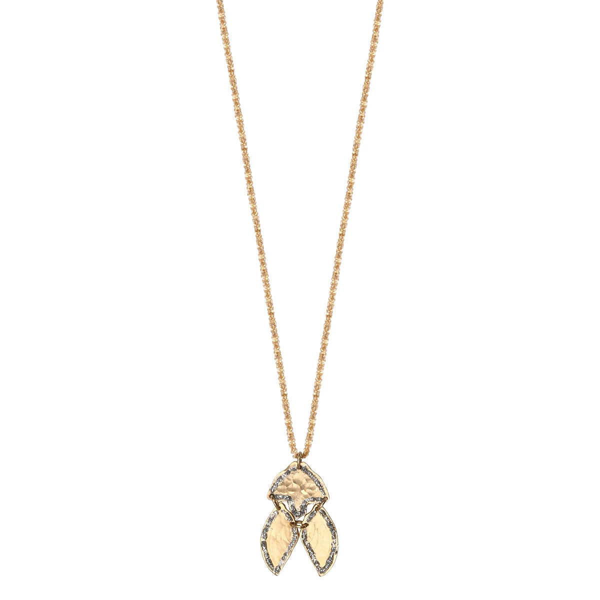 Collier Beattle GM plaqué or 18 carats pendentif scarabée martelé émail diamanté