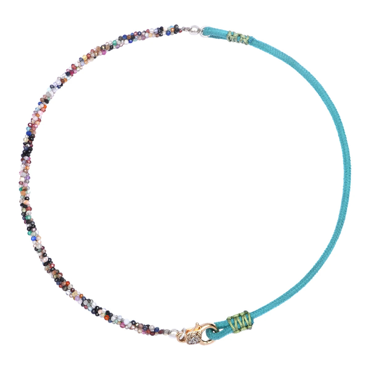 collier nevada turquoise perles torsadees fermoir email diamante