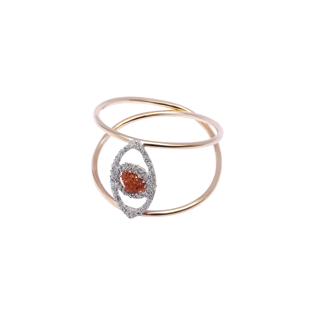 Bague Osiris or 9 carats pierre sandstone et œil en argent
