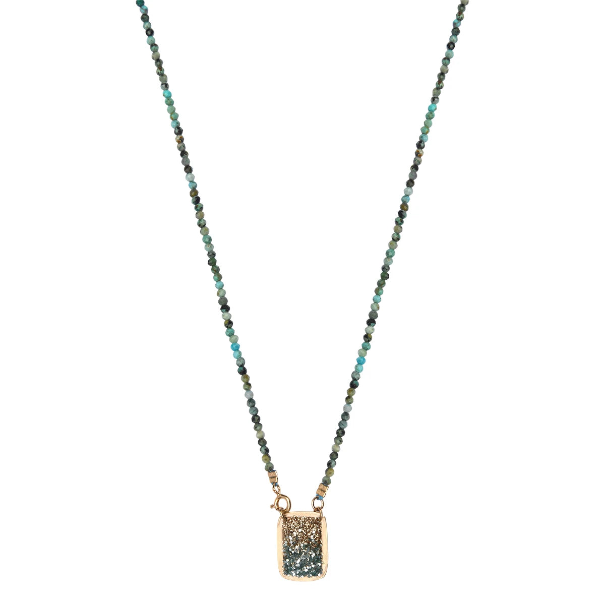 Collier Eclypse en plaqué or 18 carats avec pendentif émaillé et perles turquoise