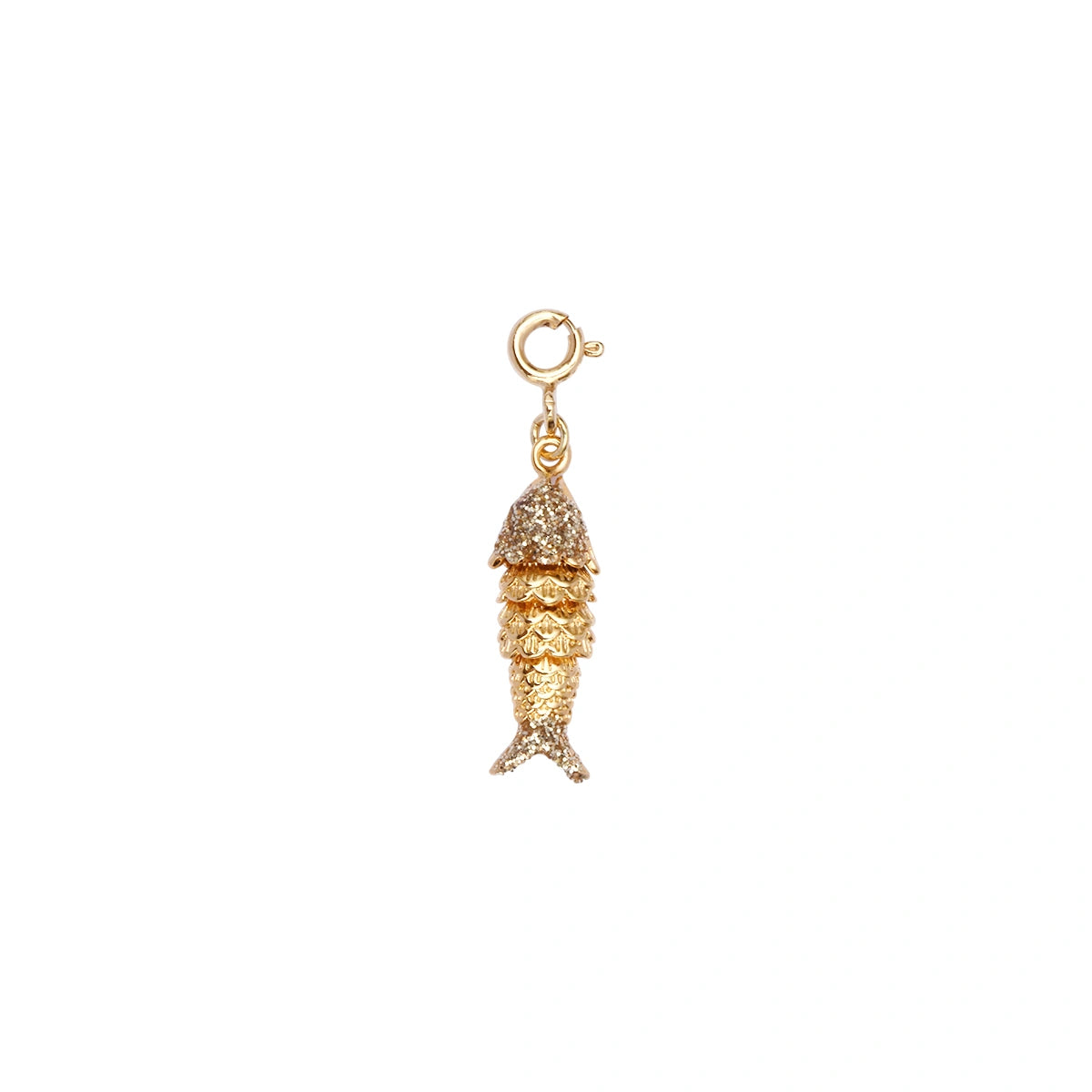 pendentif poisson articulé plaqué or finition brillante