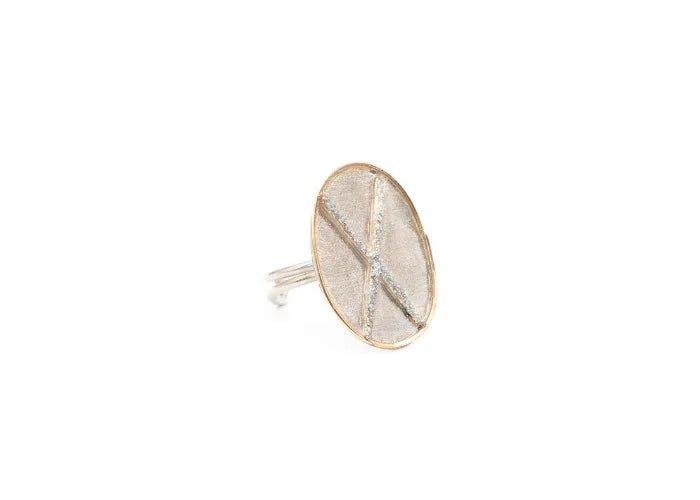 Bague Divine X en argent avec croix émaillée – vue face
