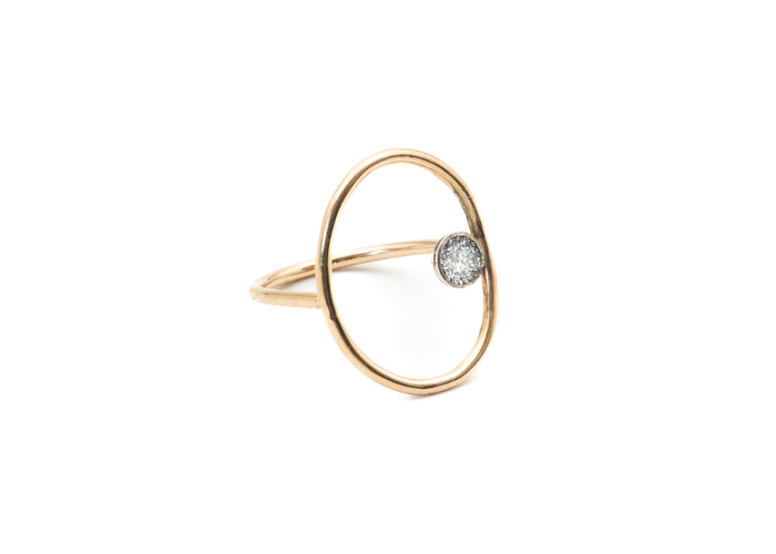 Bague Nude One en or 9 carats et argent 925 – cabochon et ovale émail diamanté