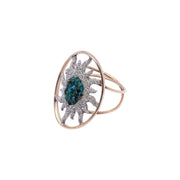 Bague Soleil XL en or 375 et argent 925 avec pierre azurite et microdiamants LSonge