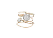 Bague Spirale Duo en or 9 carats avec cabochons blancs – bijou fait main LSonge