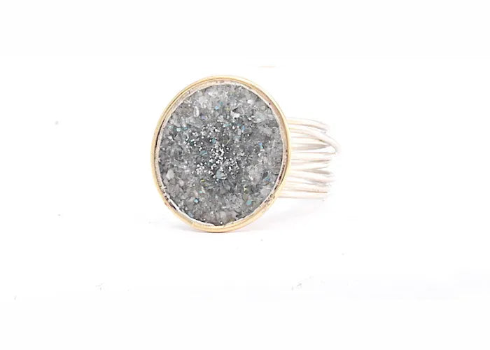 Bague Spirale Stone avec pierre claire – création artisanale LSonge