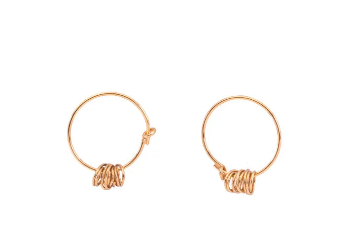 Boucles d’oreilles créoles LSonge en or 9 carats avec spirales en émail diamanté – bijou chic fait main