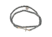 Bracelet croix gris hématite émail diamanté
