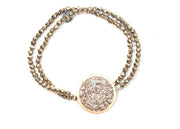 Bracelet éclat More Medium en argent doré avec médaille ronde en émail diamanté