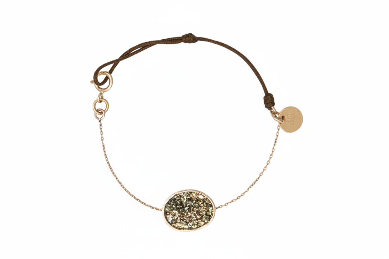 Bracelet Médaille Minéral LSonge en pierre terracotta – bijou fait main Marseille