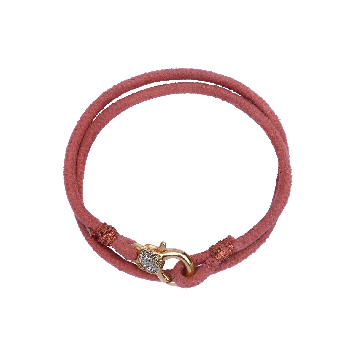 Bracelet Nevada en suédine rose avec fermoir émail diamanté