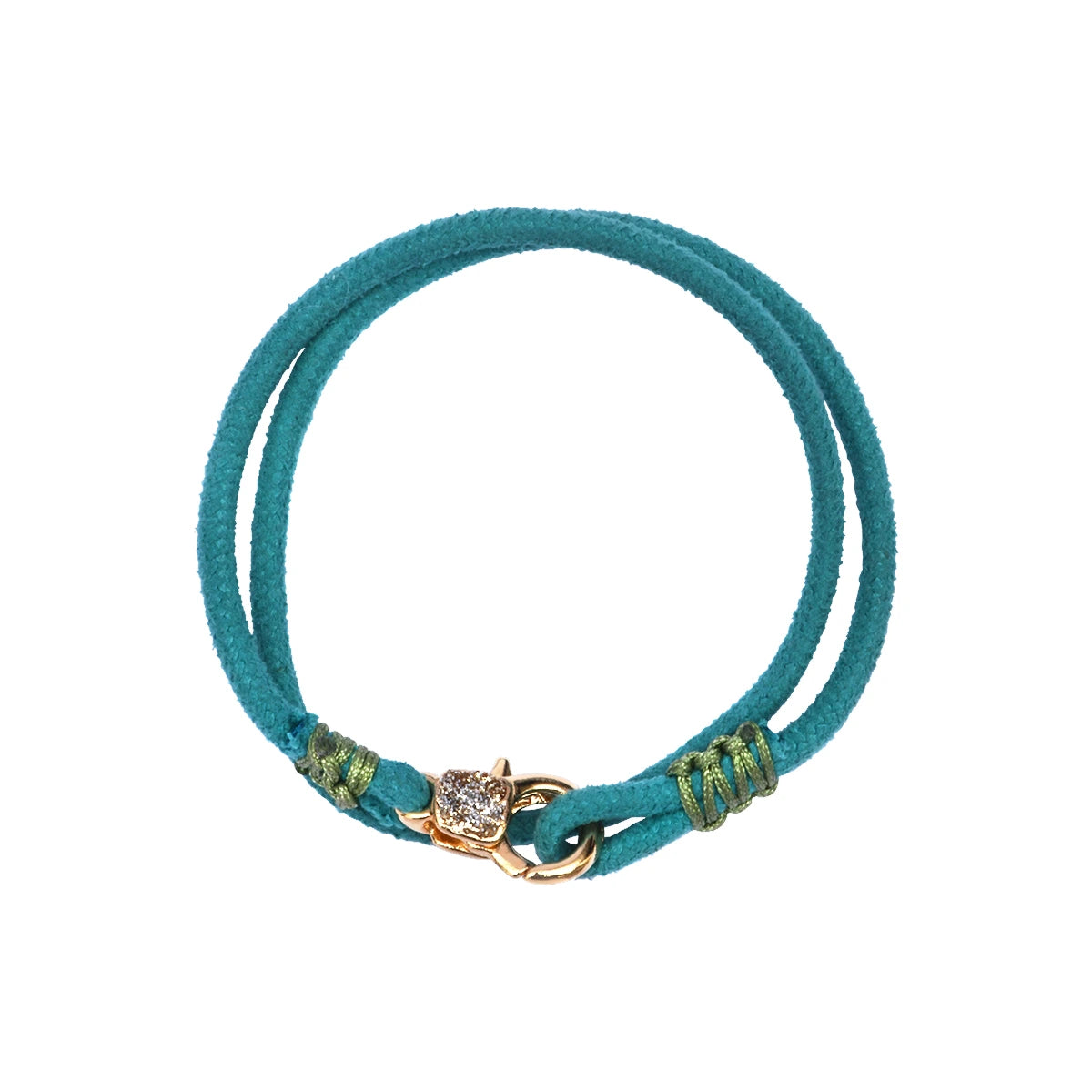 Bracelet Nevada turquoise en suédine ronde et fermoir diamanté