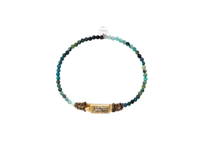 Bracelet One en pierres turquoises véritables avec fermoir couture en émail diamanté – bijou artisanal chic