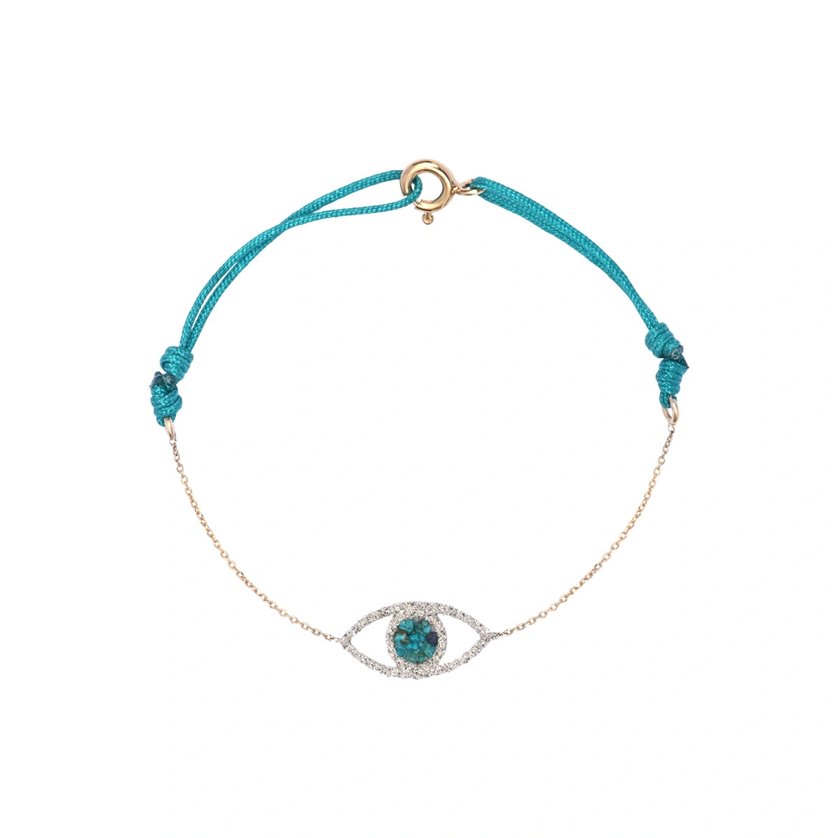 Bracelet Osiris en or et argent avec iris bleu nuit et micro-diamants