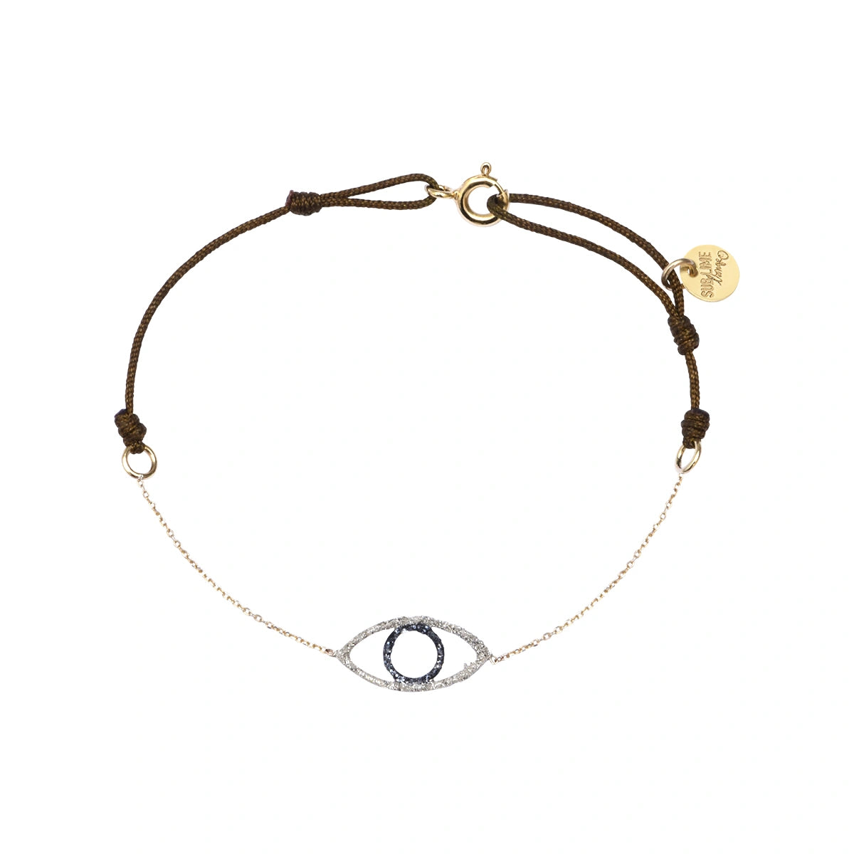 Bracelet Osiris en or 9 carats et argent, motif œil serti de micro-diamants