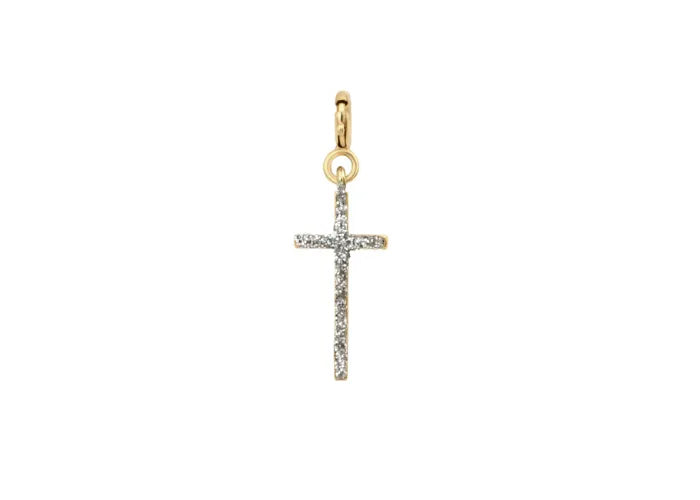 Collier doré avec pendentif croix émail diamanté Lsonge