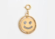 Charm’s Smiley en plaqué or 18 carats, pendentif pivotant à double humeur avec émail diamanté