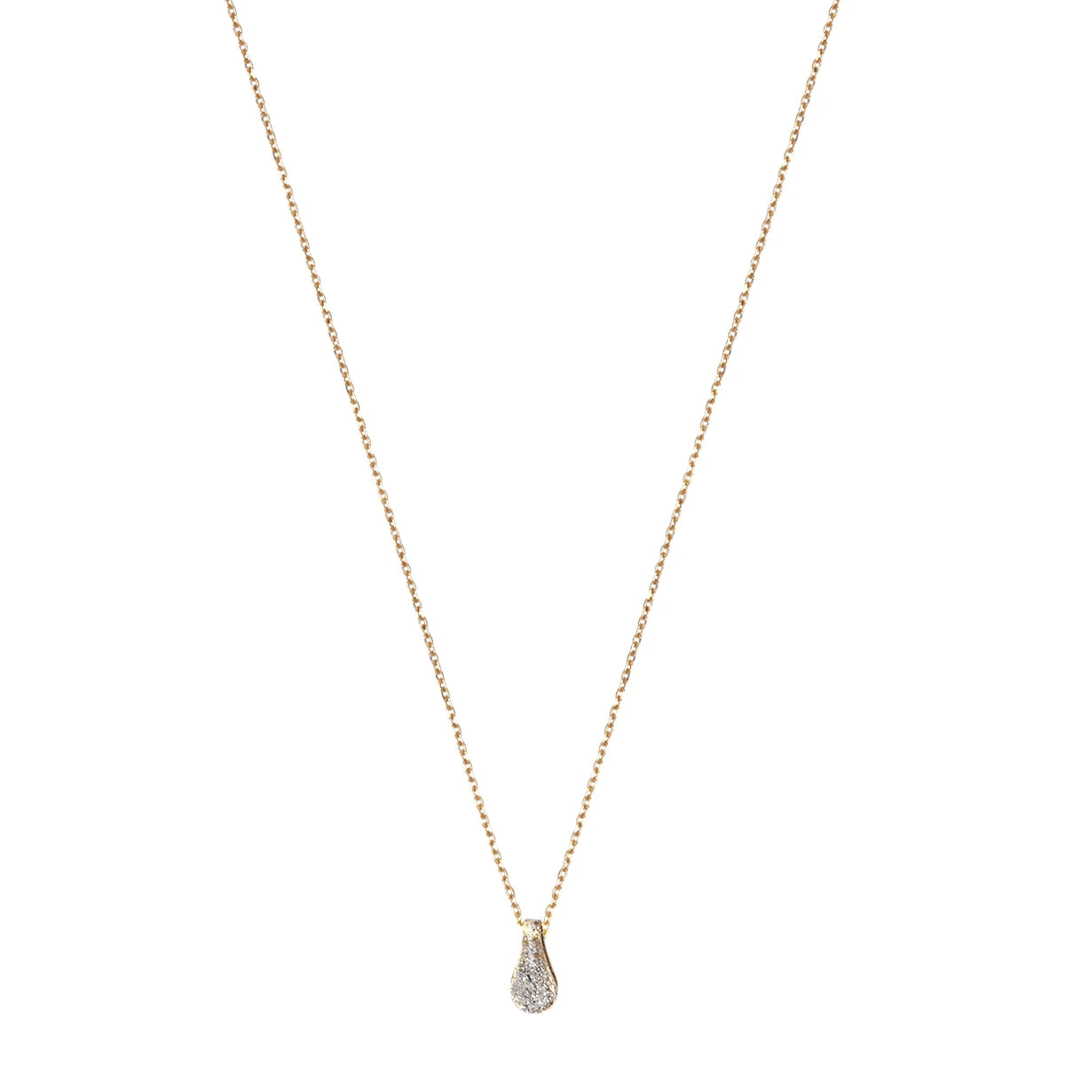 Collier Aura en or 9 carats avec pendentif goutte en argent et micro diamant