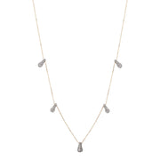 Collier Aura 5 pendentifs chaîne en or 9 carats gouttes en argent micro diamants packshot