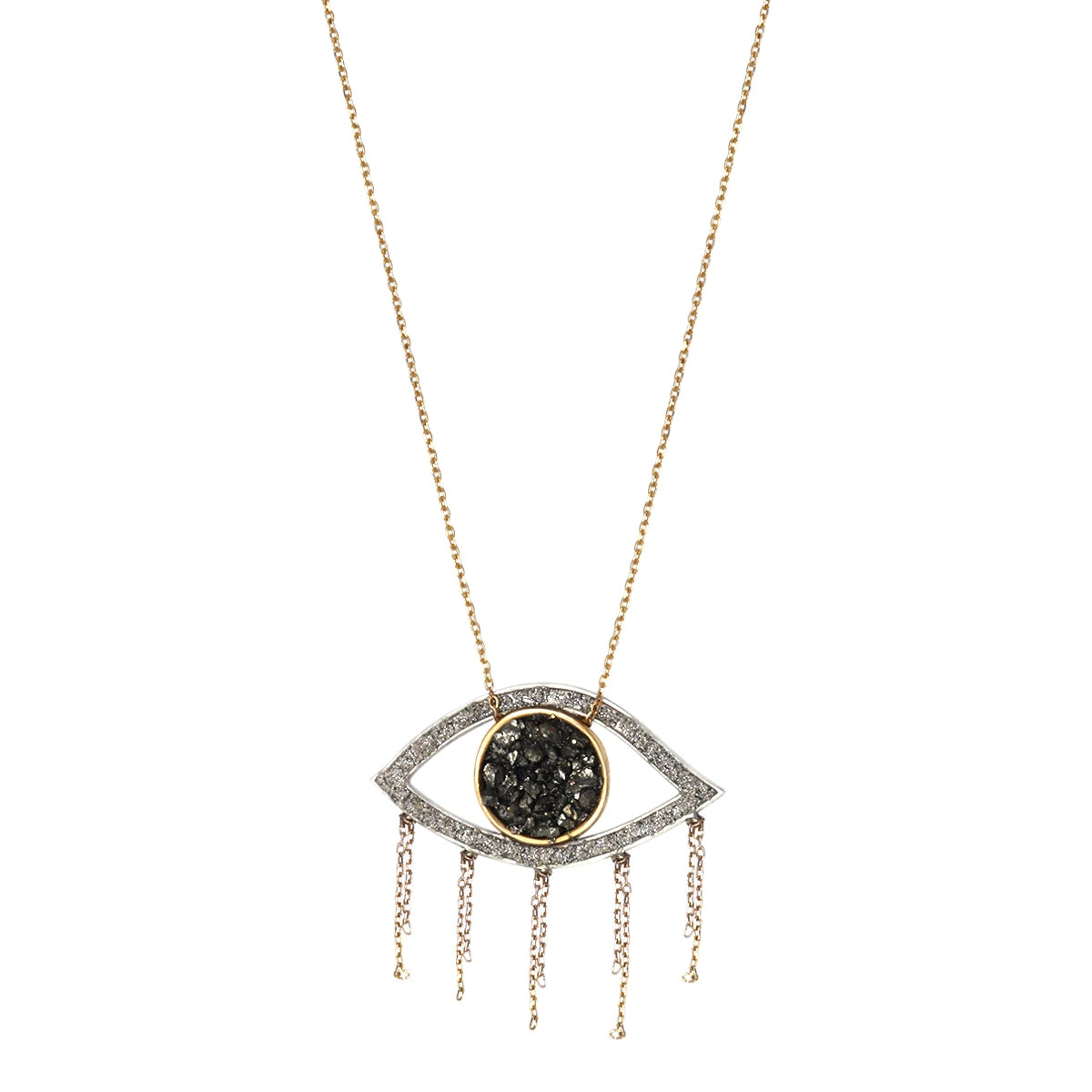 Collier Cildor en or 9 carats, pendentif regard céleste en argent, micro diamants