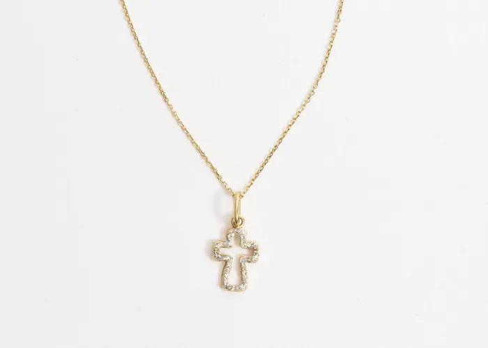Collier en or pour femme avec pendentif croix ajourée – bijou fait main par LSonge