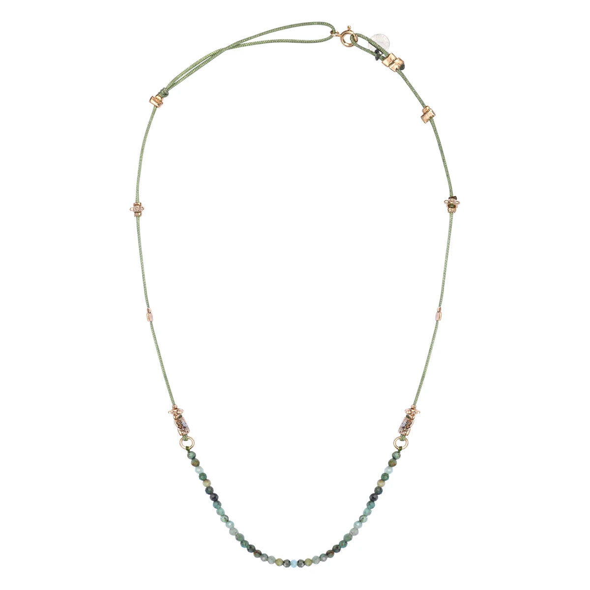 Collier Magda en cordon vert avec perles turquoise naturelles