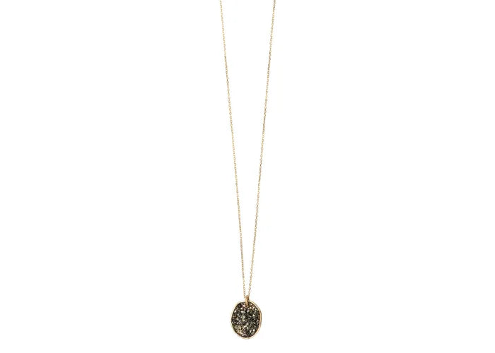Collier Minéral Mini LSonge avec médaillon noir émaillé – bijou en or et argent 925