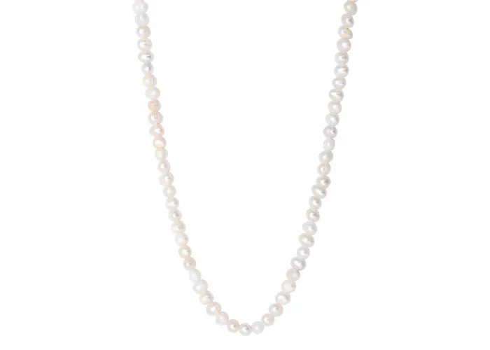Collier grand modèle en perles de culture blanches irrégulières