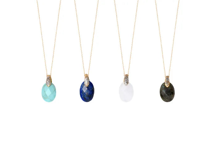 Colliers de protection Lsonge avec pierres naturelles turquoises, lapis-lazuli, pierre de lune et labradorite sur chaîne dorée