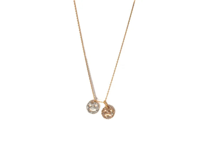Collier double smile en vermeil avec deux pendentifs