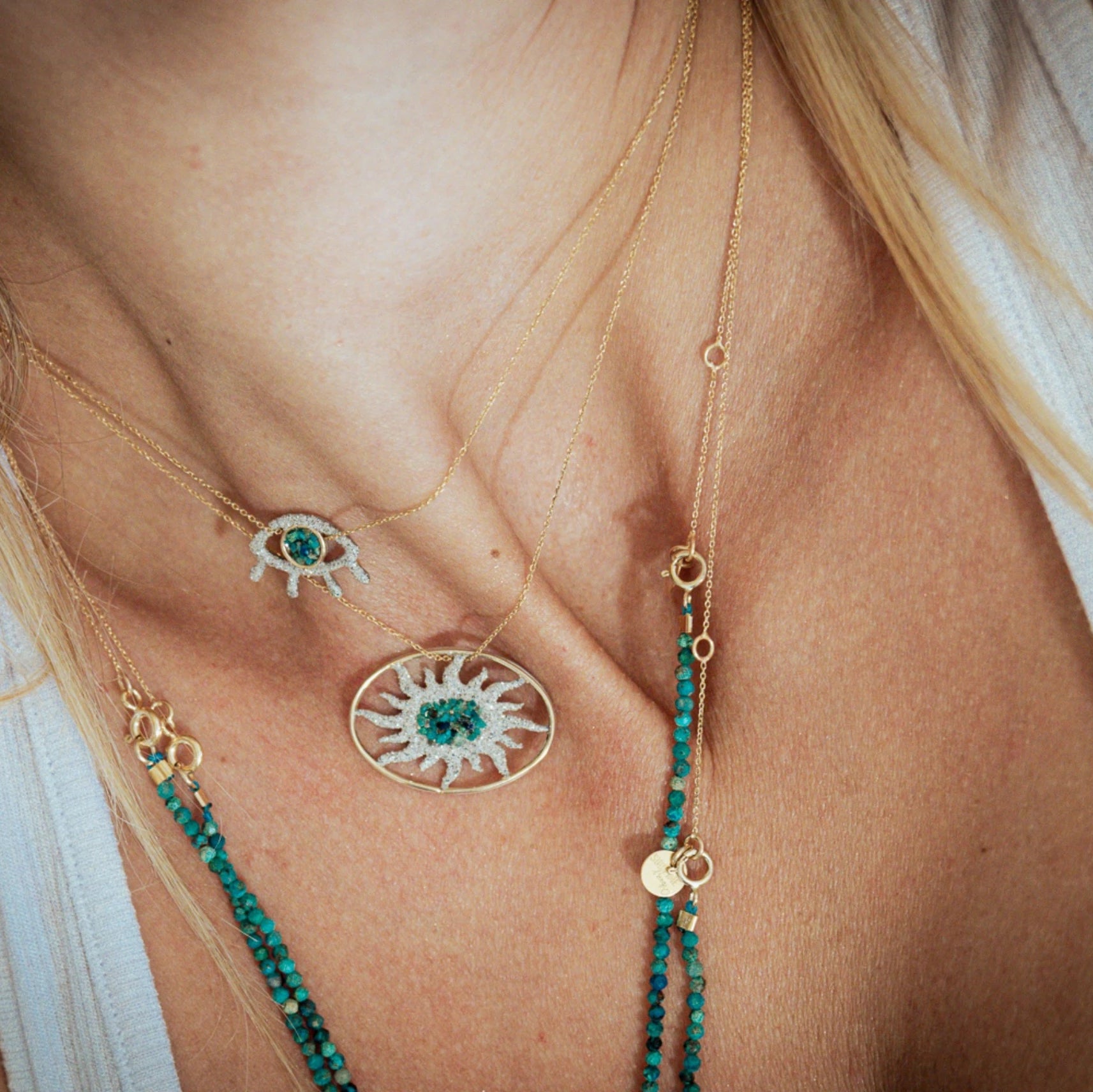 Collier Soleil grand modèle en or avec pendentif solaire LSonge