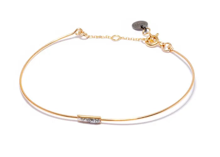 Jonc Callisté en argent doré avec tube central en émail diamanté - Collection Haute Fantaisie