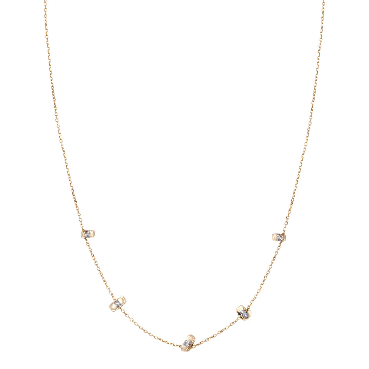 Collier 5 pépites en or 375 LSonge sur fond blanc, bijou artisanal