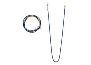 Ensemble Inara bleu nuit avec perles foncées et détails dorés