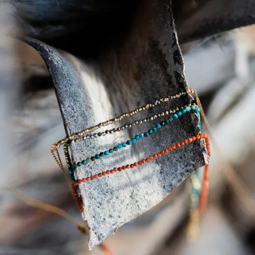 Ensemble de colliers minéraux multicolores LSonge – pierres semi-précieuses